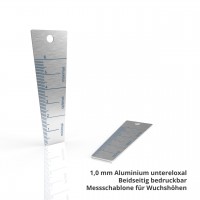 measuring template for growth heights in anodized printing