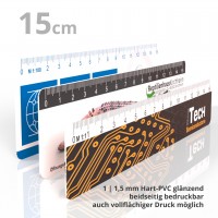 plastic ruler 15 cm white shiny