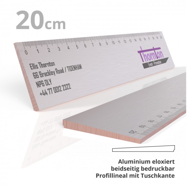 Aluminum full profile ruler 20 cm