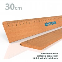 Holzlineal 30 cm mit Stahleinlage
