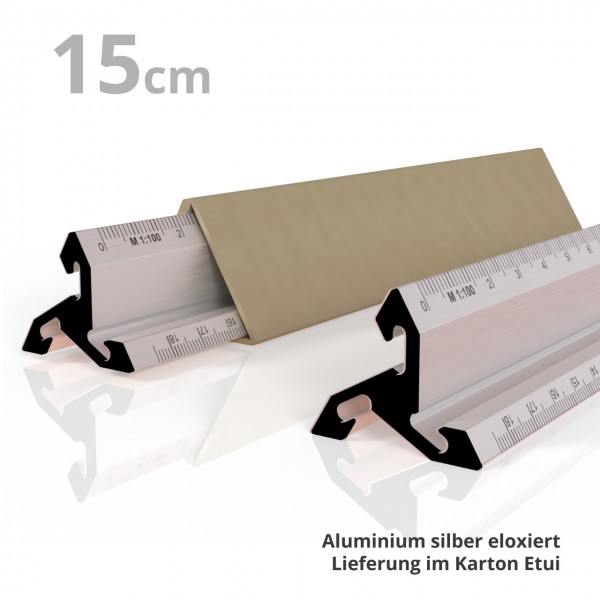 Aluminium Dreikantlineal und Maßstab 15 cm