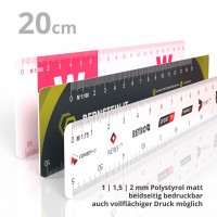 reduction scale ruler plastic white matt 20 cm