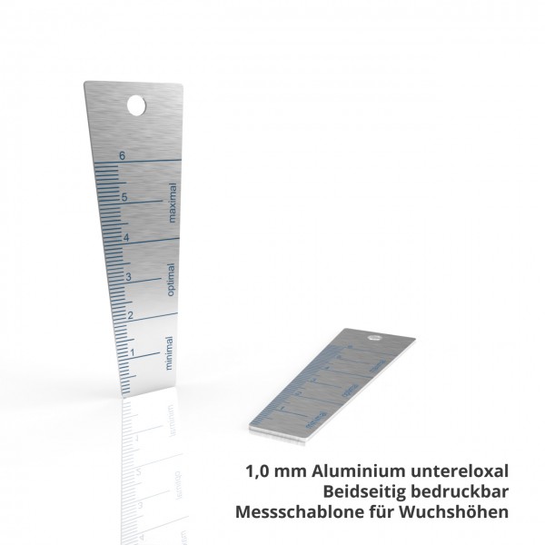 Measuring template for growth heights