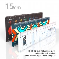 reduction scale ruler plastic white matt 15 cm