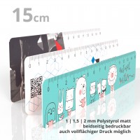 plastic ruler 15 cm white matt