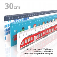 Kunststofflineal 30 cm weiß glänzend