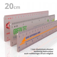 reduction scale ruler aluminium 20 cm in anodized printing