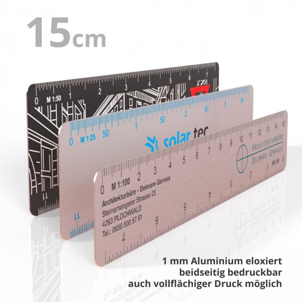 Reduktionslineal 15 cm Aluminium im Untereloxaldruck