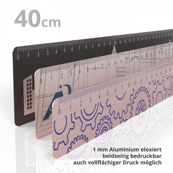 40 cm Aluminiumlineal , 410 mm Länge x 30 - 40 - 50 mm Breite , silber Eloxiert