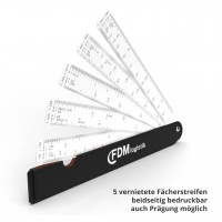 reduction ruler with genuine leather case riveted