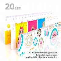 plastic ruler 20 cm white shiny