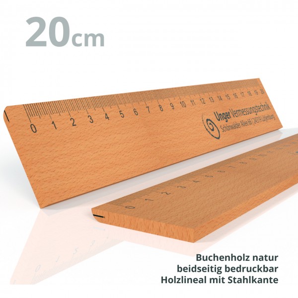 Holzlineal mit Stahleinlage 20 cm