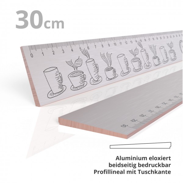 Aluminum full profile ruler 30 cm