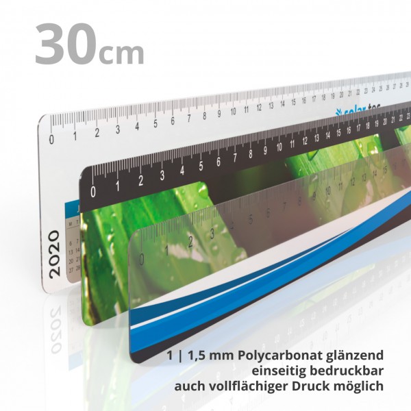 30 cm Lineal , 310 mm Länge x 30 - 40 - 50 mm Breite , klares glänzendes Material