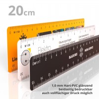 reduction scale ruler plastic white shiny 20 cm